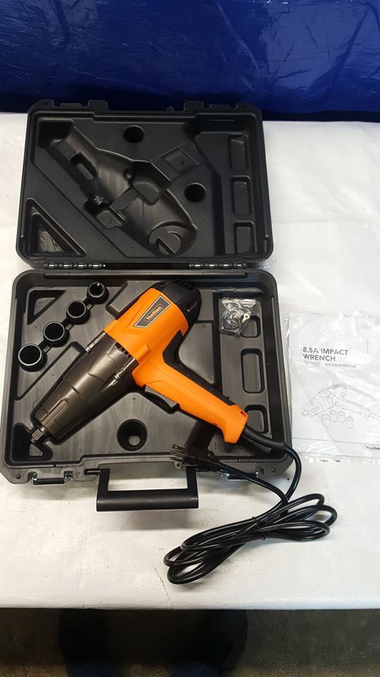 VonHaus 8.5 Amp 1/2-inch Electric Impact Wrench Set with Hog Ring Anvil and Carr