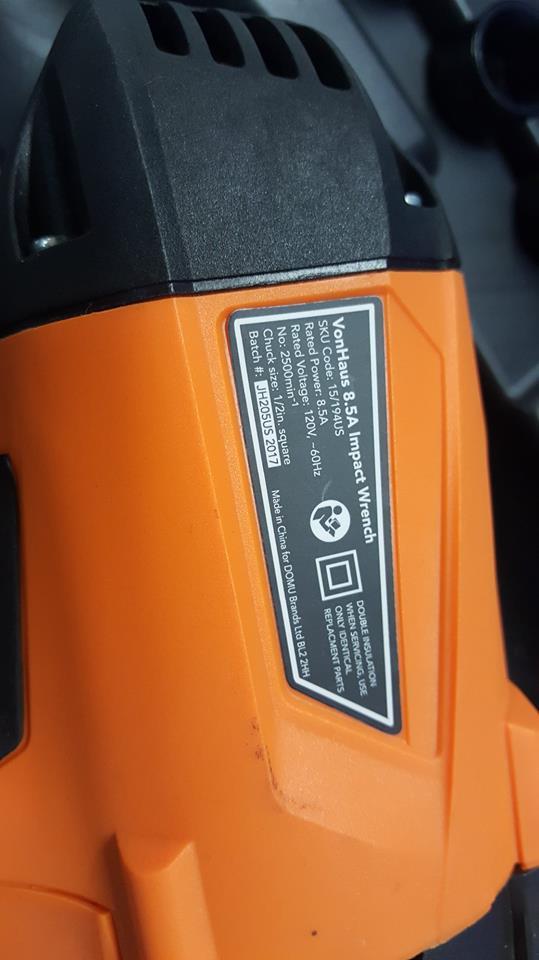 VonHaus 8.5 Amp 1/2-inch Electric Impact Wrench Set with Hog Ring Anvil and Carr