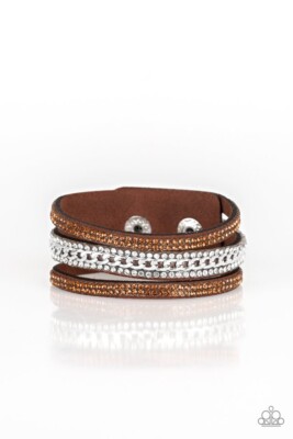 Paparazzi Rollin In The Rhinestones Brown Urban Bracelet