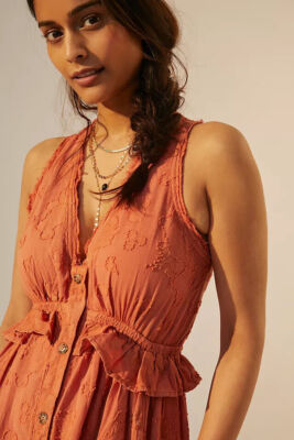 Pilcro Aline Maxi Dress Anthropologie Embroidered Sleeveless Buttondown New S