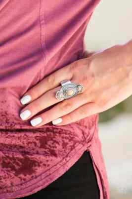 Paparazzi ''Dune Drifter'' Ornate Silver & Brown Stone Ring