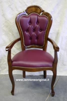 POLTRONA CAPOTAVOLA  SEDIA BRACCIOLI  IN PELLE   VARI COLORI