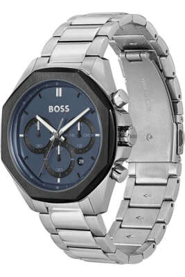 Pre-owned Hugo Boss Mens Wristwatch  Cloud 1514015 Chrono Stainless Steel Blue