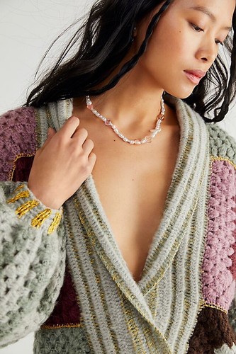 Pre-owned Free People Rough Diamond Crochet Bomber Cardigan Size Xsmall $398 In Multicolor