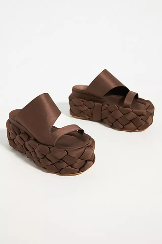 Paloma Barcelo BROWN Women's Kadine Platform Satin Sandals