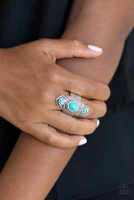 Paparazzi Ring- Dune Drifter- Turquoise Crackle Stone- Blue