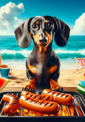 Dachshund Black/Tan Smooth -  Best of Breed DCR Summer House Flag 28'' x 40''