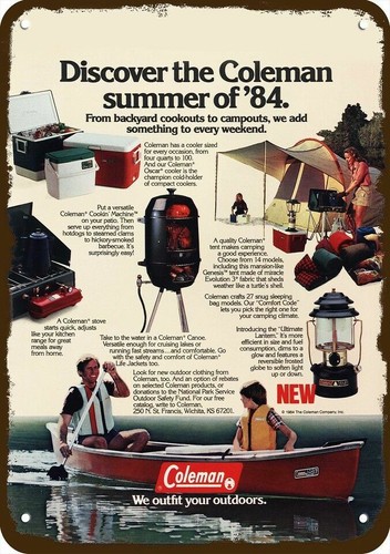 ビンテージ コールマンUS 専用 1984 COLEMAN CAMPING EQUIPMENT Canoe Vintage-Look DECORATIVE