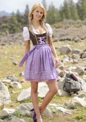 Stockerpoint Dirndl German Dress Oktoberfest EU size 36 Purple Hand-Made