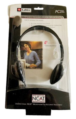 LABTEC C-322 STEREO HEADSET/BOOM MICROPHONE FOR PC VOICE ACCESS NEW IN BOX