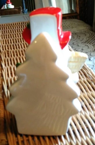 Vintage Lefton 6111 Snowman Card Holder In Nice Shape