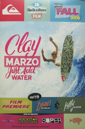 QUICKSILVER 2008 Clay Marzo Surf vintage promo poster Flawless New Old Stock