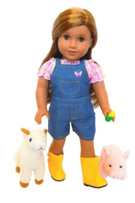 Doll Clothes 18'' Shorts Jean Overalls Pink Plaid Top My Brittany's Fits AG Dolls