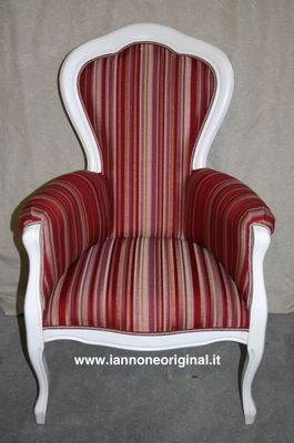 POLTRONA  LACCATA BIANCO  POLTRONCINA CAMERA DA LETTO IN STOFFA  CLASSICA