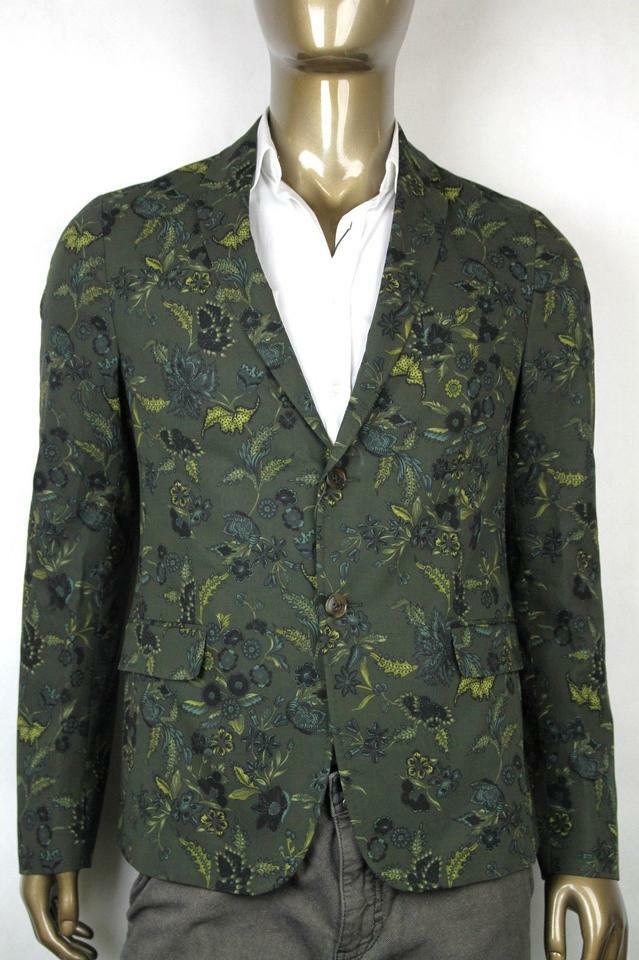 Pre-owned Gucci $2690  Mens Two Button Floral Blazer Jacket Green 342320 3661