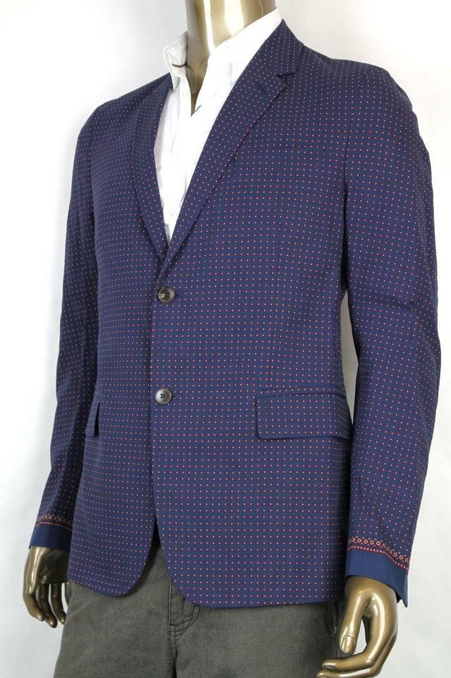 Pre-owned Gucci $2690  Men's Flower Print Jacket Blazer Blue Eu 44/us 34 342329 4330