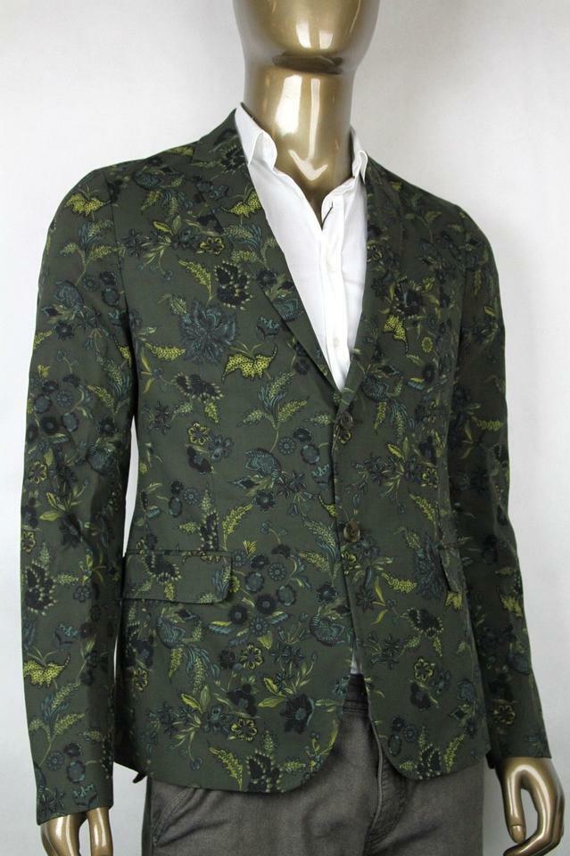 Pre-owned Gucci $2690  Mens Two Button Floral Blazer Jacket Green 342320 3661