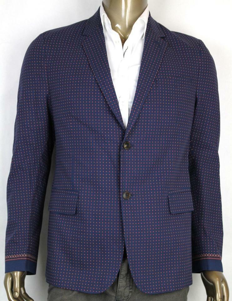 Pre-owned Gucci $2690  Men's Flower Print Jacket Blazer Blue Eu 44/us 34 342329 4330