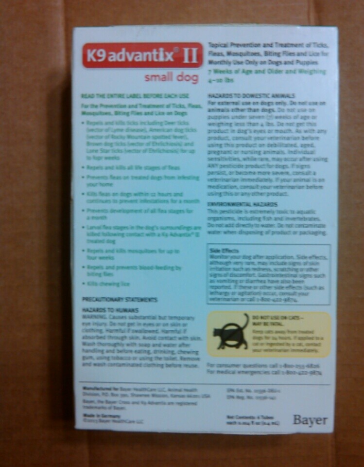 K9 Advantix II For Small Dogs Over 4 - 10 lbs - 6 Pack