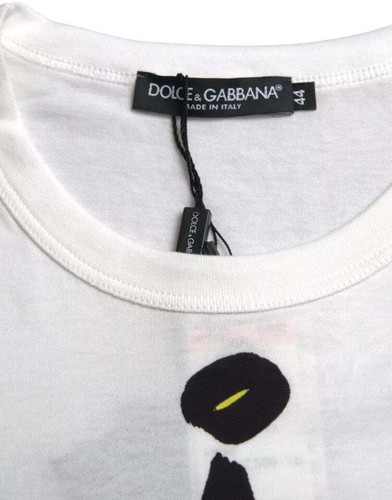 DOLCE & GABBANA DOLCE&GABBANA MEN WHITE T-SHIRT 100% COTTON JAMES DEAN SHORT SLEEVES TOP IT 44