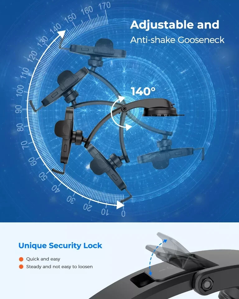 Mpow Dashboard Windshield  Car Mount Cell Phone Holder Dock For iPhone Samsung