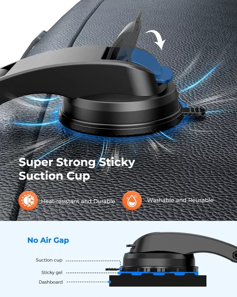 Mpow Dashboard Windshield  Car Mount Cell Phone Holder Dock For iPhone Samsung