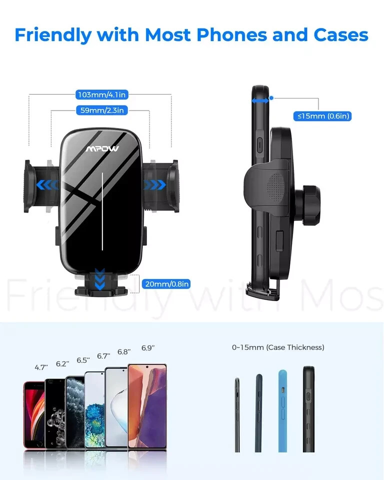 Mpow Dashboard Windshield  Car Mount Cell Phone Holder Dock For iPhone Samsung