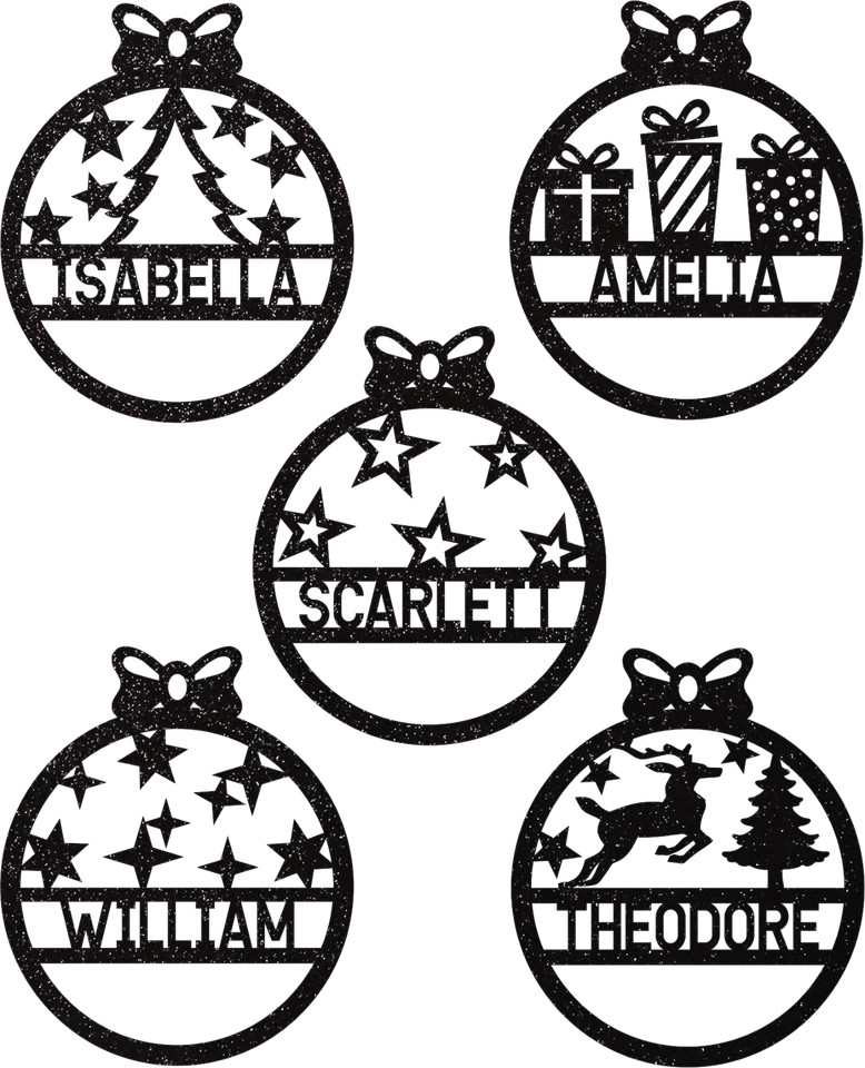 Personalised Christmas Bauble Glitter Xmas Tree Decoration Gift Name Ornament