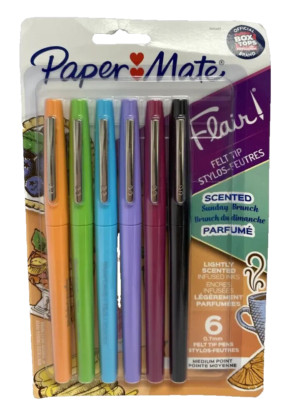 Paper Mate Flair Felt Tip Pen Point Guard Medium Point 6 Colors Set