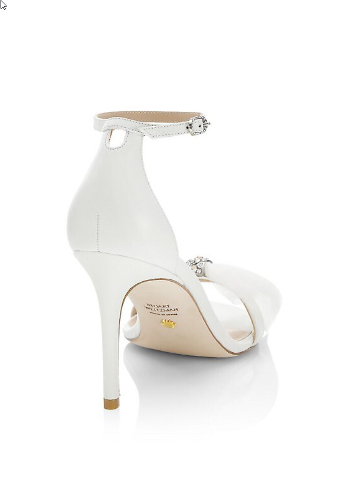 Pre-owned Stuart Weitzman Nudistcurve Bow High-heel Sandals White $475