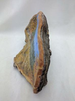 5X9 Inches Gall Burl Wood Art Painting Mountains Cabin Rustic Decor Scene Signed