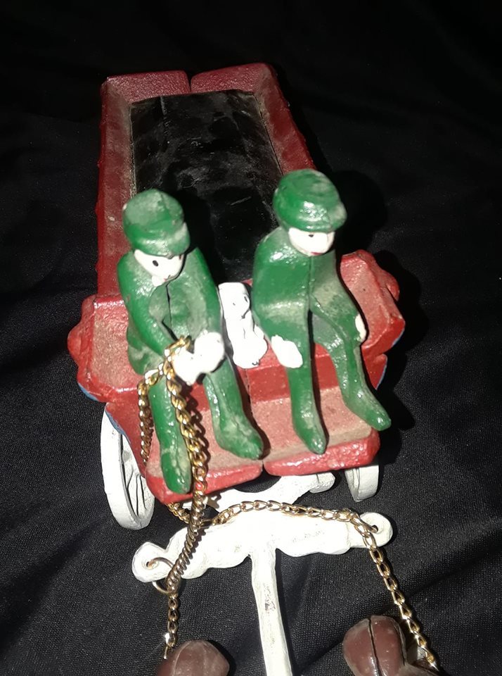 Cast Iron Clydesdale Horse Drawn Wagon with Barrels