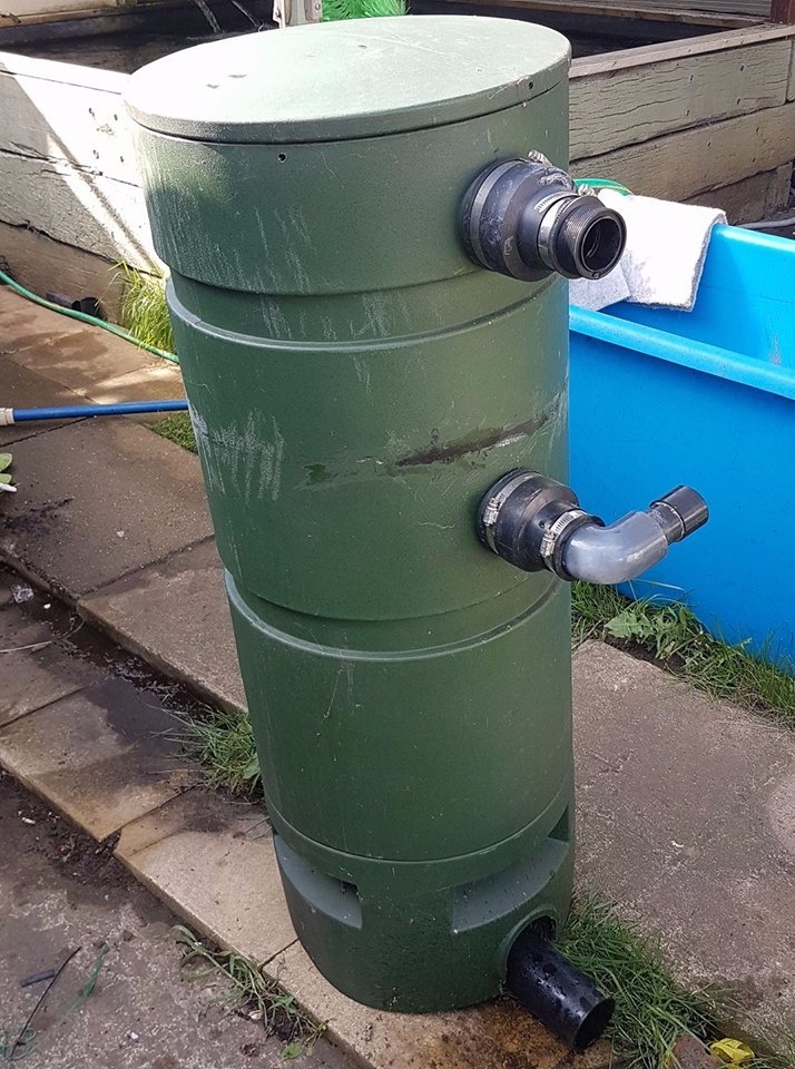 Used Roto Innovations Shower Tube Pond Filter with sieve in