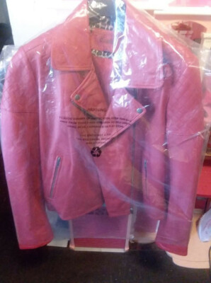 Red Leather Moto Jacket - Women's