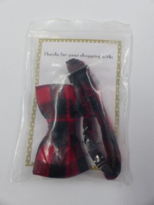 UNIQUE STYLE PAWS B075GYNHB2 RED PLAID DOG/CAT COLLAR WITH BOWTIE SIZE XXS