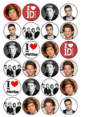 24 x One Direction 1D  (2) 1.5" PRE-CUT PREMIUM RICE PAPER Edible Cake Toppers