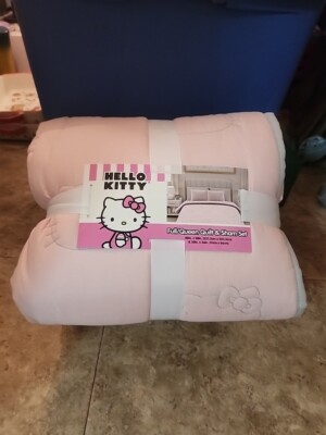 Hello Kitty Quilt and Sham 3 Piece Set Full/Queen Size Brand New With Tags 