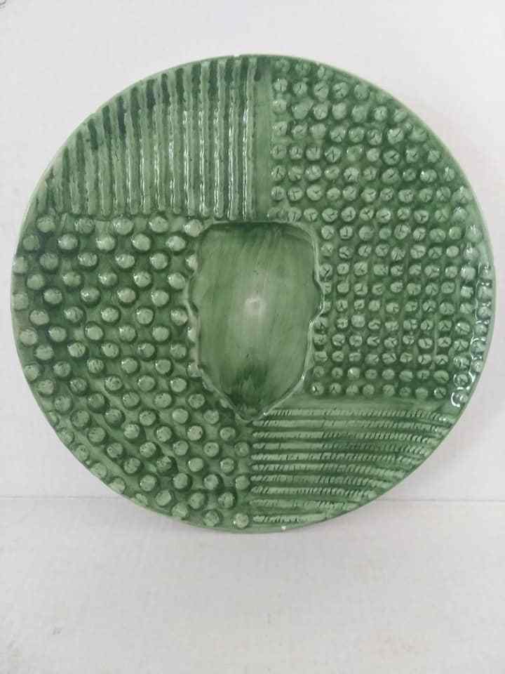 Vintage Boston Warehouse Ceramic Green Plate RAISED