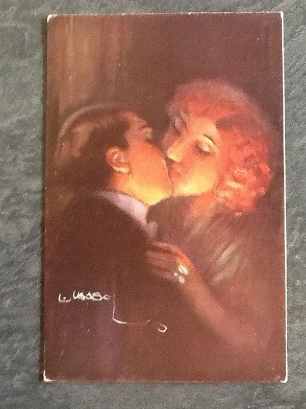 Cp Illustree Signee Usabal Couple Qui S'Embrasse - 15582