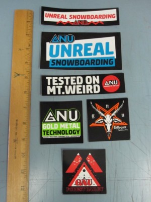 GNU snowboard 2017 6 STICKER SET New Old Stock Mint Condition Lib Tech