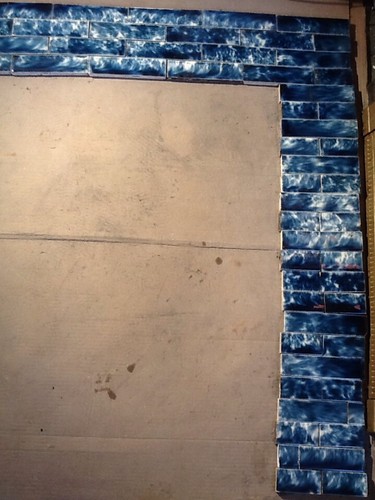 Complete Set Vintage Victorian Antique Fireplace Tiles Tile Navy Blue Encaustic