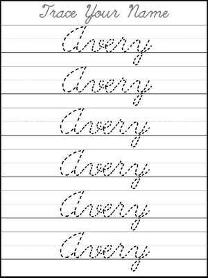 Three Custom First Name Tracing Dry Erase Worksheets. Trace the Name Avery. Pres