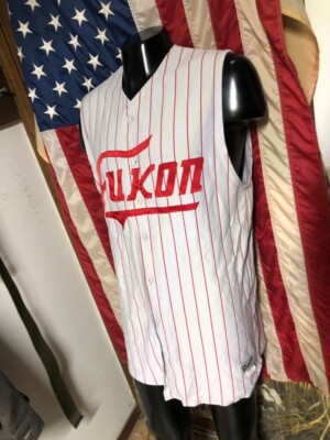 Yukon Red gray Pinstripe Sleeveless Baseball Jersey Uniform Top M L XL Millers