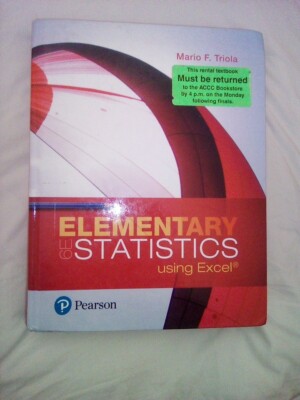 Elementary Statistics Using Excel by Mario Triola (2017, Hardcover)