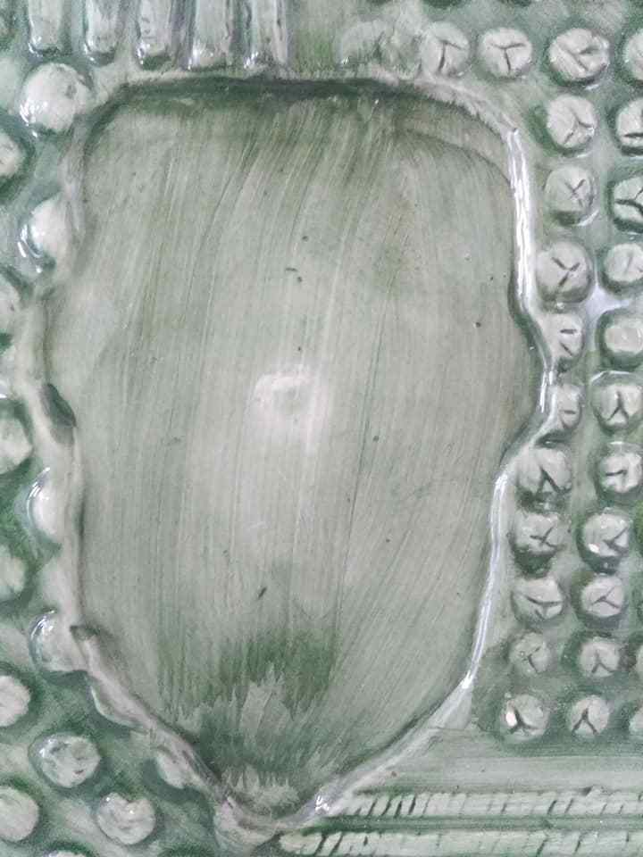 Vintage Boston Warehouse Ceramic Green Plate RAISED