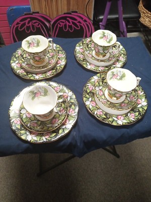 Royal Albert Provincial Flowers Ladies Slipper Serves 4 Tea Cup, Saucer, 8''Plate