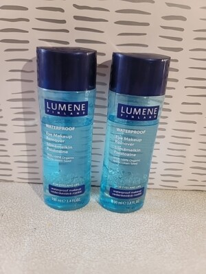 New 2 Lumene Waterproof Eye Makeup Remover With Artic Linen Seed Lips 3.4 Oz MUA