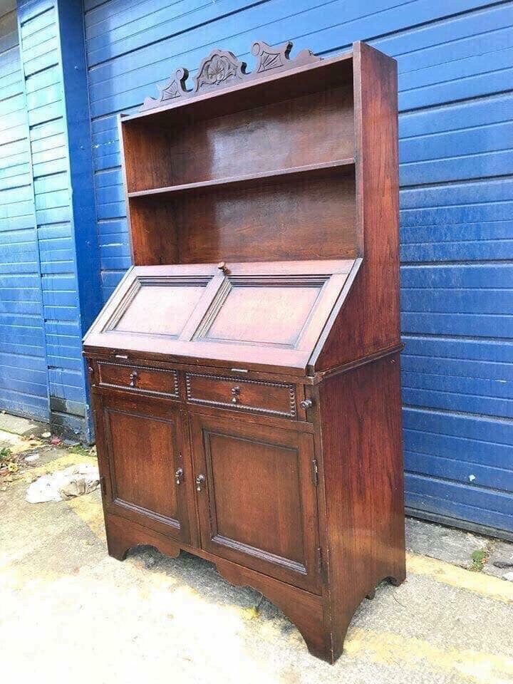 ANTIQUE OAK BUREAU BOOKCASE ANTIQUE VINTAGE RETRO in Clydebank