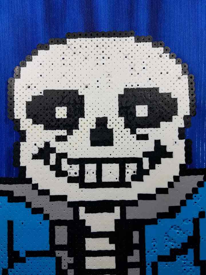 Sans Skeleton Undertale Battle Sprite IN COLOR Perler Bead wall art video game