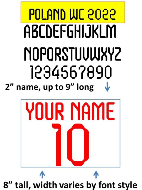 Poland 2022 Cup World Iron On Heat Press Transfer Number Soccer Jersey